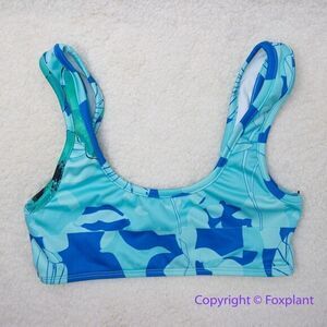 NEW Free People x Roopa x Beth Richards Basic Bikini‎ Top Blue Tropic, size XS